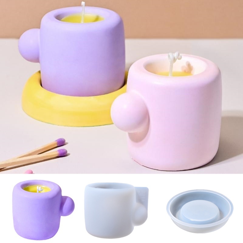 Candle Containers - Caneca 3d com porta-copos, molde de