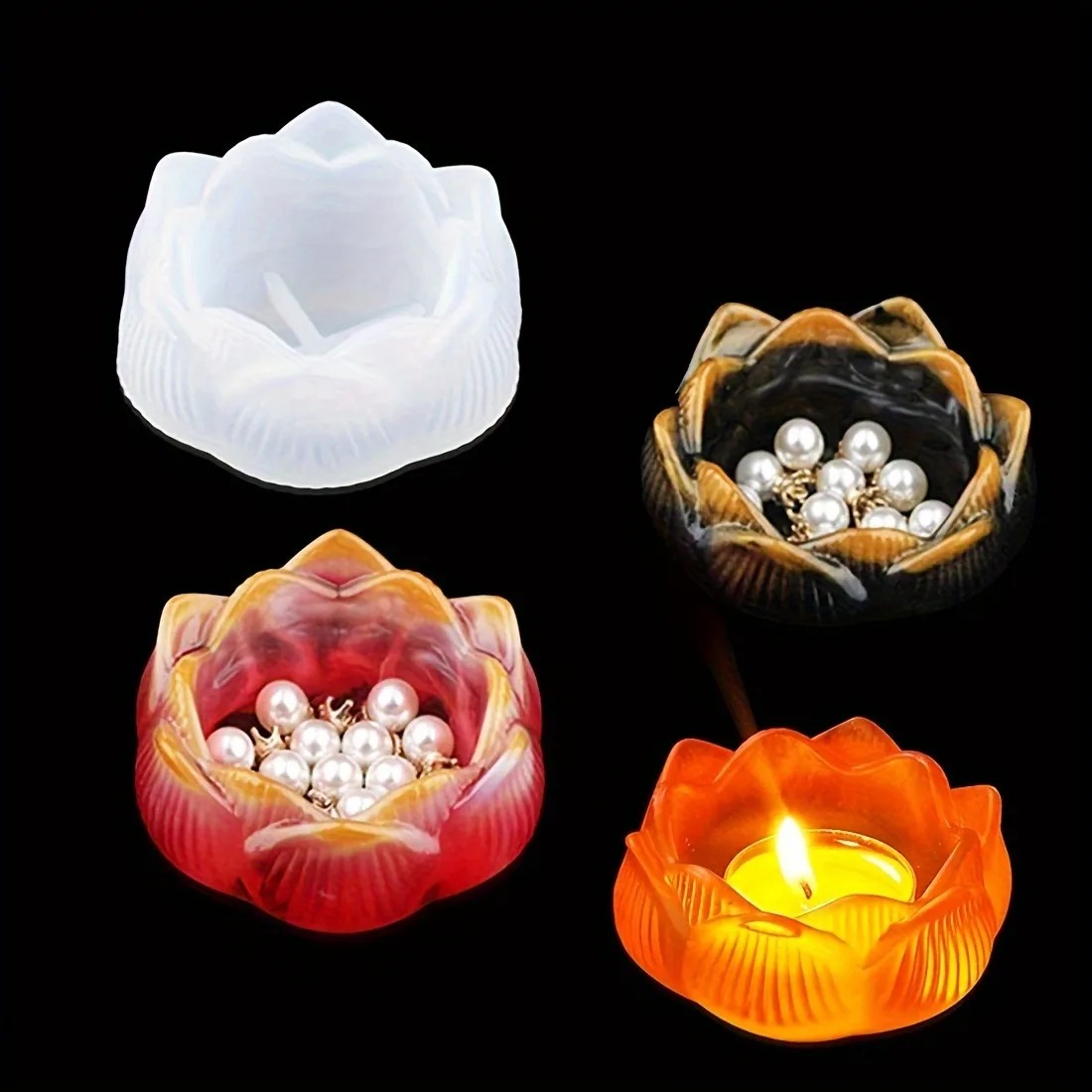1pc diy flor de lótus moldes d - Candle Containers avaliação e preço